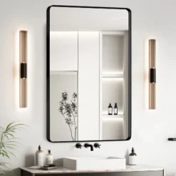Dexmalle 23x30 Inch Black Aluminium Frame Bathroom Mirror