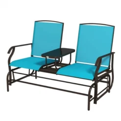 Dexmalle Blue Outdoor Glider Bench With Center Table -Fradel & Spies GUEST 09986a00 12c7 4d95 a359 41524f04ec43