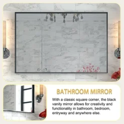 Dexmalle Classic Black Rectangular Bathroom Mirror With Metal Frame -Fradel & Spies GUEST 09d5ed37 b03e 4b75 acaf b43a82a7b449