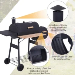 Dexmalle Steel Portable Backyard Charcoal BBQ Grill And Offset Smoker Combo -Fradel & Spies GUEST 09e3354d 9a9d 4925 aff0 20b5bae8c6b2