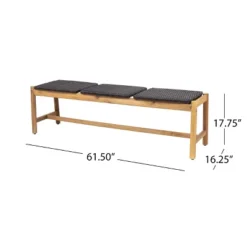 Dexmalle Rustic 3 Seat Cushioned Patio Bench -Fradel & Spies GUEST 145c1d4a f6cf 4e8a 85f8 021076778b73