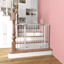 Dexmalle Baby Gate For Stairs And Doorways,Easy Walk Through Safety Gate