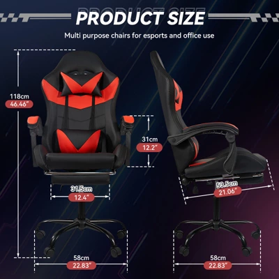 Dexmalle Ergonomic Black-Red Gaming Chair With PU Seat 7 Dexmalle Ergonomic Black-Red Gaming Chair With PU Seat - Image 5