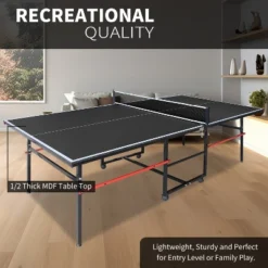 Dexmalle 8ft Black Mid-Size Table Tennis Table Foldable -Fradel & Spies GUEST 2187c446 b21a 4179 a1c1 000645c23bf4