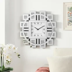 Dexmalle Wall Clock In Mirrored & Faux GemStones