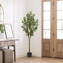 Dexmalle 6FT Artificial Tree Tall Lifelike Greenery Plant Realistic Faux Potted Tree