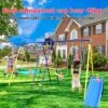Dexmalle Outdoor A-Frame Heavy-Duty Metal Swing Sets With Slide