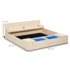 Dexmalle Kids Wooden Sandbox With Two Plastic Boxes Foldable Bench Seat -Fradel & Spies GUEST 2cf23edd 1941 4486 838c 54a6681ff9b6