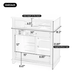 Dexmalle 30" Bathroom Vanity With Multi Storage -Fradel & Spies GUEST 2d49c048 ebf3 445d a439 62731ecbb339