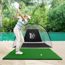 Dexmalle 5 X 3.8 FT Golf Hitting Mat Artificial Indoor Outdoor Turf Golf Training Mat