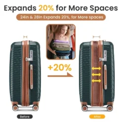 Dexmalle Expandable Lightweight Suitcase With 4 Double 360 Degrees Mute Spinner Wheels