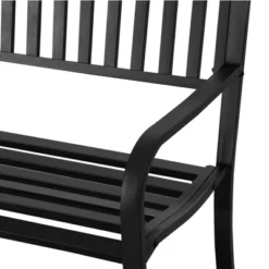 Dexmalle 50" Black Metal Patio Garden Bench -Fradel & Spies GUEST 3250718d 4b7e 41fa 8a0a bfa5c3f7dcbf