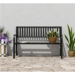 Dexmalle Backreat Withcurved Armrests Patio Garden Bench