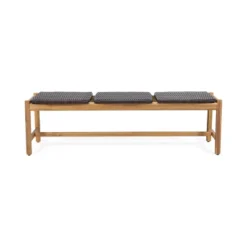 Dexmalle Rustic 3 Seat Cushioned Patio Bench -Fradel & Spies GUEST 3749cdba 5de1 42b7 ac27 b611c378e61f