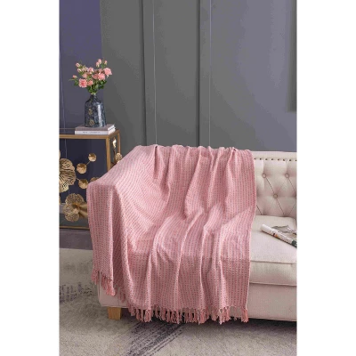 Dexmalle Decorative Pink Cotton Throw Blanket With Tassels,2Pack 5 Dexmalle Decorative Pink Cotton Throw Blanket With Tassels,2Pack - Image 3