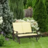 Dexmalle Beige Patio Glider Bench With Powder Coated Steel Frame