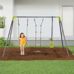Dexmalle 3 In 1 Kids Metal Swing Set