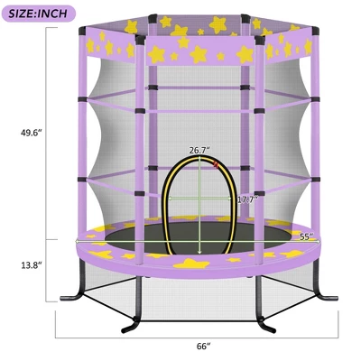 Dexmalle 55 Inch Kids Trampoline With Safety Enclosure Net 6 Dexmalle 55 Inch Kids Trampoline With Safety Enclosure Net - Image 4
