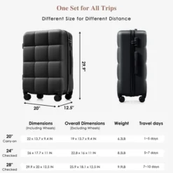 Dexmalle Luggage Sets 4 Piece, ABS Durable Suitcase With Travel Bag -Fradel & Spies GUEST 46aa2b0e e572 4ff9 baab f88e2455d58c