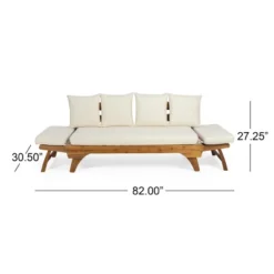 Dexmalle Teak Expandable Acacia Wood Patio Couch With Adjustable Armrests And 4Pillows -Fradel & Spies GUEST 4805038f 8e98 4bd4 b513 083759d8b618