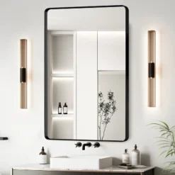 Dexmalle 24x30 Inch Black Aluminium Frame Bathroom Mirror
