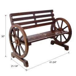 Dexmalle Brown Patio Wooden Wagon Wheel Bench -Fradel & Spies GUEST 56b04884 4ada 4828 9e39 0ed100a72829