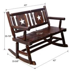 Dexmalle Rustic Outdoor Wood Rocking Bench,Garden/Backyard, -Fradel & Spies GUEST 580322a7 6bbb 435b ad0d 4402558bd5c1