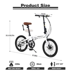 Dexmalle7-Speed Lightweight Aluminum 20" Folding Bike,Whuite -Fradel & Spies GUEST 5de2d8be 421c 40ae 9ca4 96537f105649