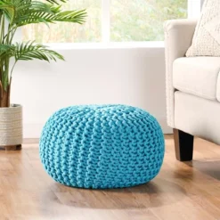 Dexmalle Modern Blue Weave Pouf