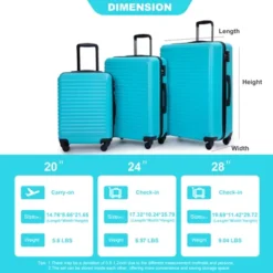 Dexmalle 3 Piece Turquoise Luggage Sets 24 Dexmalle 3 Piece Turquoise Luggage Sets -Fradel & Spies GUEST 6f75bf78 d554 46b6 8910 d967ffd28ca2