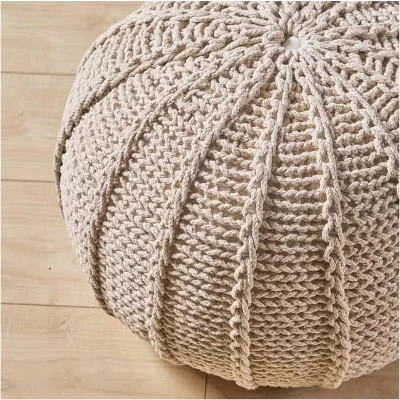 Dexmalle Beige Weave Pumpkin Surface Pouf 4 Dexmalle Beige Weave Pumpkin Surface Pouf - Image 2