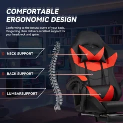 Dexmalle Ergonomic Black-Red Gaming Chair With PU Seat