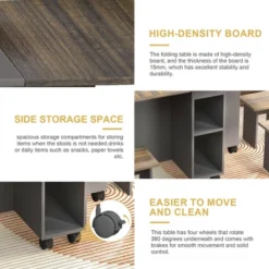 Dexmalle Folding Extendable Dining Table With Open Storage And Wheels Set Of 5 14 Dexmalle Folding Extendable Dining Table With Open Storage And Wheels Set Of 5 -Fradel & Spies GUEST 7ff7264b 0074 4c6b b5fb ab5c50690889