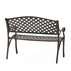 Dexmalle Black Rattan Pattern Aluminium Patio Bench -Fradel & Spies GUEST 9120c2cd 387e 4edd b016 a17cb134c1b1