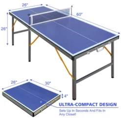 Dexmalle 5ft Mid-Size Table Tennis Table Foldable -Fradel & Spies GUEST 91adc7fc 6bf5 44a3 a608 fee815510992