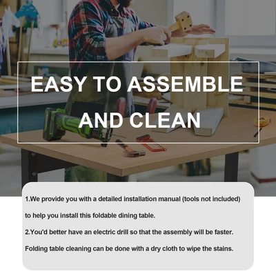 Dexmalle Folding Extendable Dining Table With Open Storage And Wheels Set Of 5 5 Dexmalle Folding Extendable Dining Table With Open Storage And Wheels Set Of 5 - Image 3