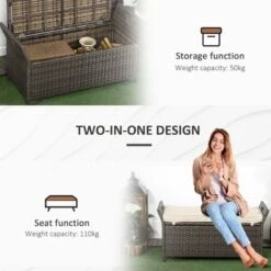 Dexmalle 2-In-1 Large Patio Wicker Storage Bench With Handles -Fradel & Spies GUEST 9be5a3a0 c362 40d1 b6c4 8409db0df09b