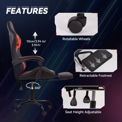 Dexmalle Ergonomic Black-Red Gaming Chair With PU Seat 5 Dexmalle Ergonomic Black-Red Gaming Chair With PU Seat - Image 3