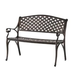 Dexmalle Black Rattan Pattern Aluminium Patio Bench -Fradel & Spies GUEST a217eb12 a96e 46fc b150 7e28f144185e