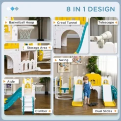 Dexmalle 8 In 1 Toddler Slide And Swing Set Climber Playset W/ Basketball 16 Dexmalle 8 In 1 Toddler Slide And Swing Set Climber Playset W/ Basketball -Fradel & Spies GUEST a4798517 fe94 4e55 ac89 d3c20d650d25