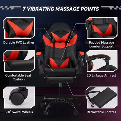 Dexmalle Ergonomic Black-Red Gaming Chair With PU Seat 6 Dexmalle Ergonomic Black-Red Gaming Chair With PU Seat - Image 4
