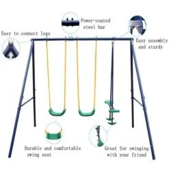 Dexmalle Metal Swing Set Outdoor With Glider For Kids -Fradel & Spies GUEST a8ff6246 8466 4e15 88f5 19100f619407