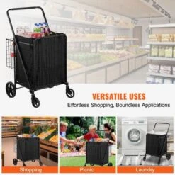 Dexmalle Folding Shopping Cart With Removable Waterproof Liner