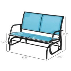 Dexmalle Patio Blue Glider Bench For Backyard Garden Porch -Fradel & Spies GUEST c01b93d9 62fc 42c3 b701 57ce175d3548