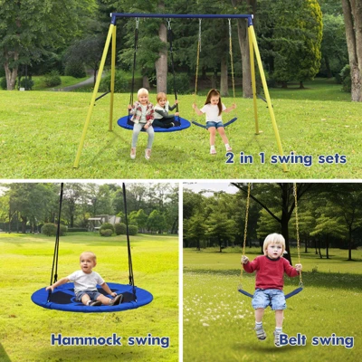 Dexmalle Indoor/Outdoor Metal Swing Set With Safety Belt 4 Dexmalle Indoor/Outdoor Metal Swing Set With Safety Belt - Image 2
