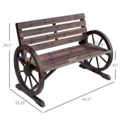 Dexmalle Rustic Patio Weather Resistance 41" Wooden Wagon Wheel Bench -Fradel & Spies GUEST c25c99f3 eee7 463a aa5f 153cbd83dab1