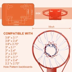 Dexmalle Basketball Rim Replacement 18" Steel Rim With Net -Fradel & Spies GUEST c35e0e96 8d7a 42f5 a5f9 097adcb9ebb0