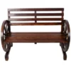 Dexmalle Brown Patio Wooden Wagon Wheel Bench