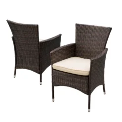 Dexmalle Outdoor Multibrown PE Wicker Chairs (Set Of 2) -Fradel & Spies GUEST cc6d75d4 bc7d 4c55 9c94 6bb978e038bc