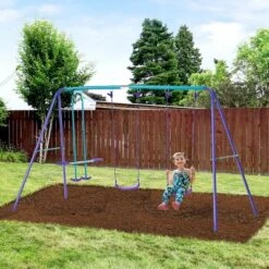 Dexmalle Metal Swing Set With Glider